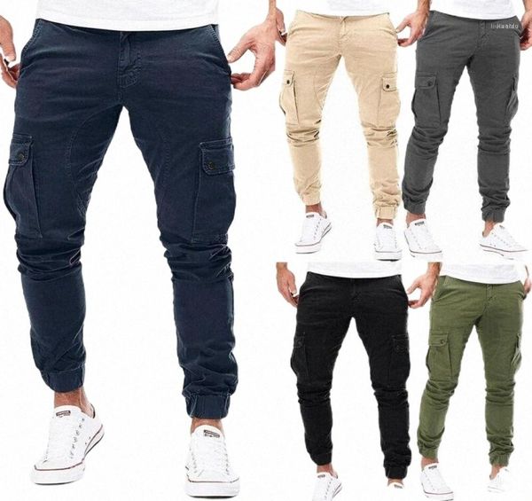 

men039s pants autumn casual man multipocket trousers long solid slim fit cargo plus size m3xl o3nb5097139, Black