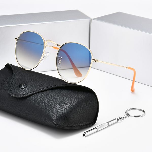 

2022 luxury sunglasses for women round retro metal gredient classic designer sun glasses fashion uv400 sunglasses 3447, White;black