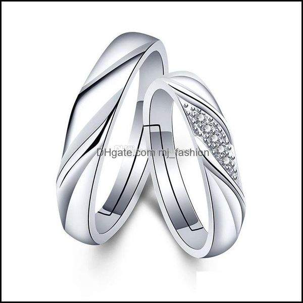 

solitaire ring open adjustable sier ring diamond cubic zirconia solitaire rings couple engagement wedding for women men fashion jewe dhvbt, Golden;silver