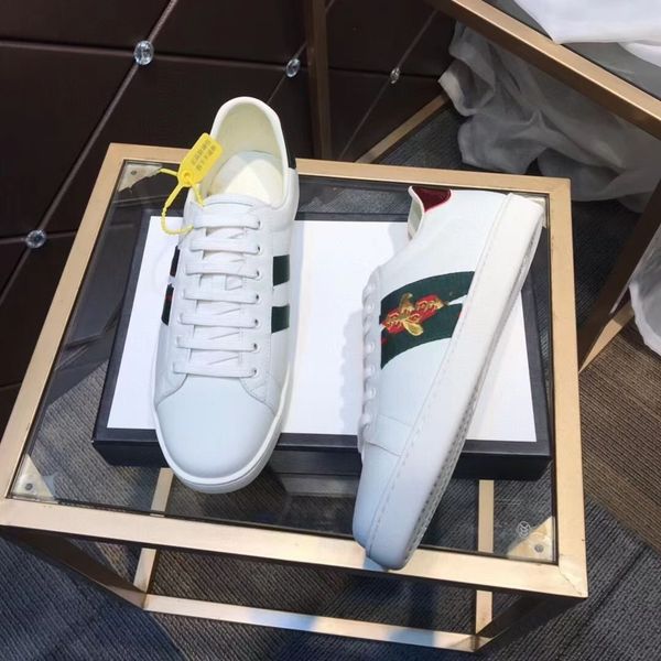 

casual shoes designer sneakers womens shoes sports trainers tiger embroidered white green red stripes sneaker walking men women ace bee snak, Black