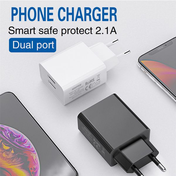 

wall plug 5v2a phone charger smart double usb fast charging android iphone universal trave charger head