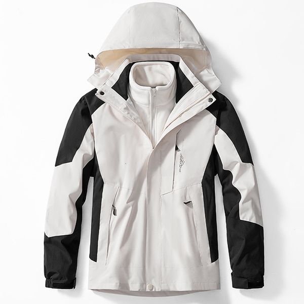 

men's jackets outdoor waterproof suits women's two-pieces sets 3 in 1 thick warm coats camping windbreaker winter coat hiking wind, Black;brown