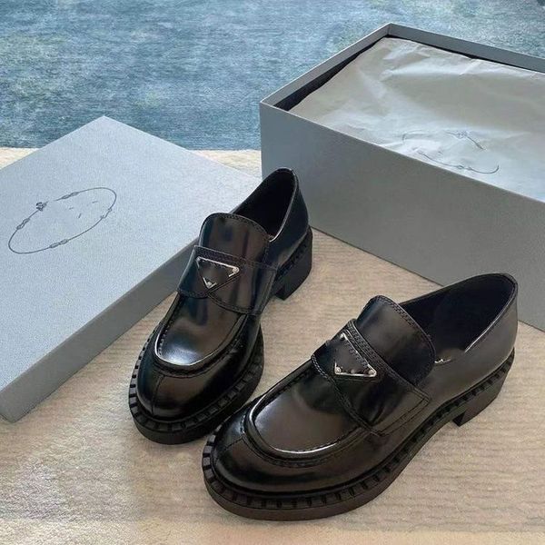 

comfort monolith brushed leather loafers shoes sliper on women oxford chunky rubber luxury fashion lug sole platfrom walking party wedding 0, Black