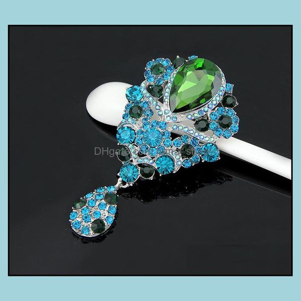 

pins brooches crystal water drop brooch diamond cor scarf buckle dress business suit brooches for women jewelry gift delivery dh7rd, Gray