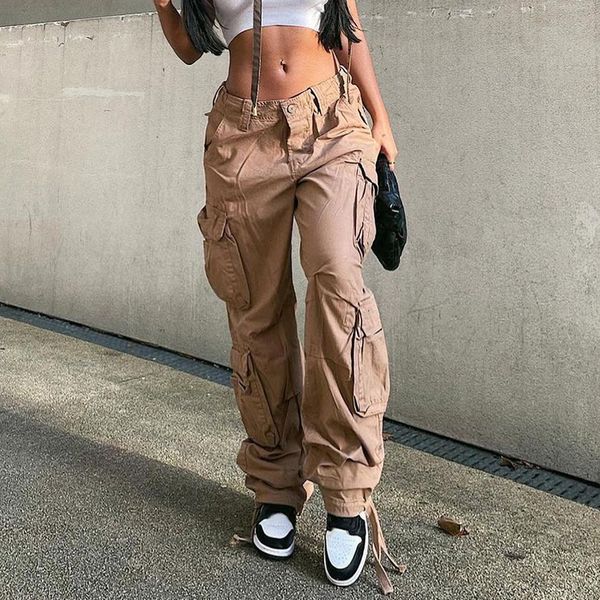 

women's pants capris y2k pockets cargo pants women oversize baggy pants streetwear harajuku vintage casual loose sweatpants wide leg de, Black;white