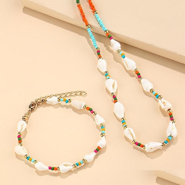 

pendant necklaces colorf rice beads necklace bohemia summer beach seashell choker necklaces for women drop delivery jewelry pendants dh85e, Silver