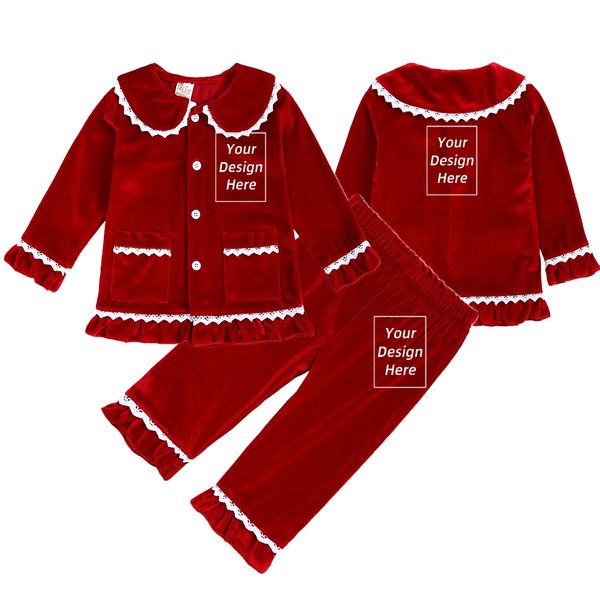 

pajamas custom kids children family christmas golden velvet pyjamas red boy girl dress match clothes personalized xmas gift costume 221118, Blue;red