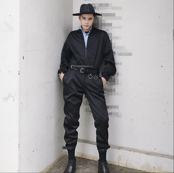

men's pants original custom shirt collared jumpsuit korean version of the fashion men's trousers performance work clothes s6xl 221, Black