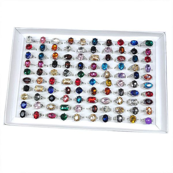 

vintage big gem lady fashion band rings exaggerated rhinestone ring mix different style and size #16-#19, Golden;silver