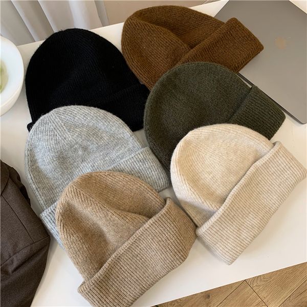 

wide brim hats bucket luna dolphin women japanese simplicity woolen hat ins big head circumference pile winter autumn warm soft knitted cap, Blue;gray
