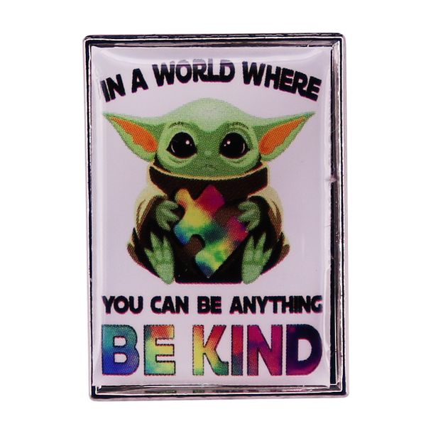 

in a world where you can be anything be kind enamel pin baby badge, Blue