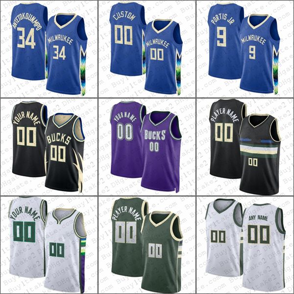 

giannis antetokounmpo jrue holiday khris middleton custom basketball jerseys bobby portis jr milwaukees brook buck pat connaughton brook lop, Black;red