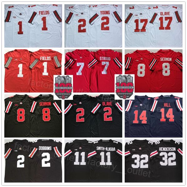 

ncaa 100th ohio state buckeyes football college 1 justin fields jerseys 2 jk dobbins 17 chris olave 8 trey sermon 14 kj hill 5 garrett wilso, Black