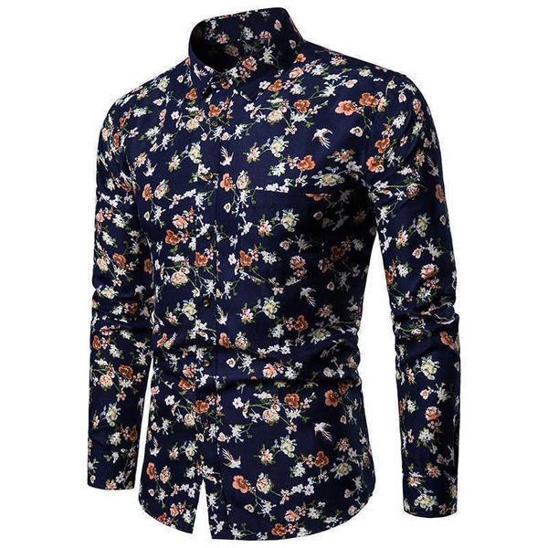 

men's casual shirts 2019 retro floral printed man casual shirts fashion classic men dress shirt breathable men's long sleeve brand, White;black