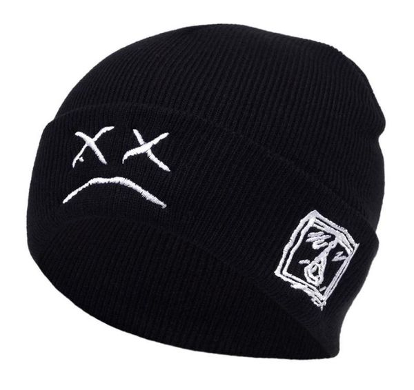 

crying face embroidery lil peep beanie cap men039s and women sad boy knitted hats for winter hip hop beanies fashion ski2833893, Blue;gray