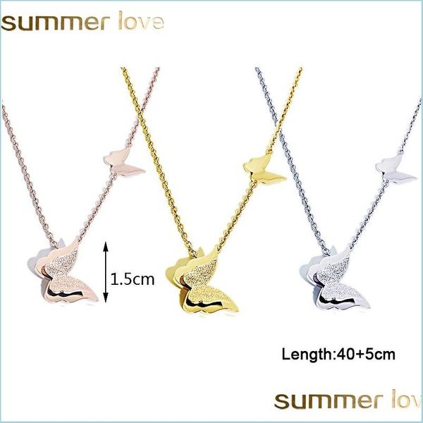 

pendant necklaces new fashion elegant butterfly necklace matte finish necklaces choker stainless steel engagement wholesale jewelry dhba6, Silver