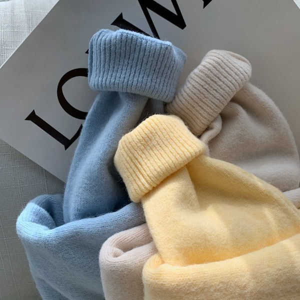 

women's sweaters korean style pullover 2022 light yellow round neck sweater pure color pullover women's soft warm sweater loose ou, White;black
