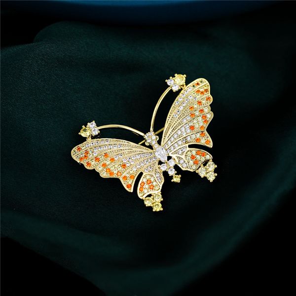 

pins brooches shine yellow cubic zirconia butterfly bird brooch pin for women cute insect corsage fashion brooches winter jewelry female gif, Gray