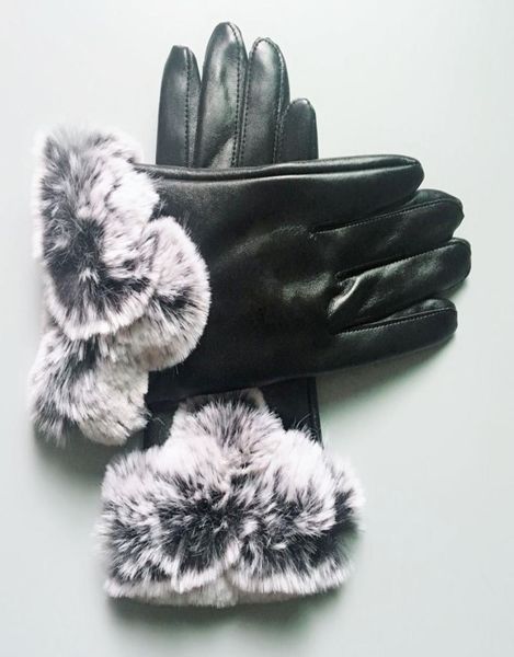 

23cm10cm fashion black leather gloves women men outdoor sports winter warm luxury glove five fingers covers3840410, Blue;gray