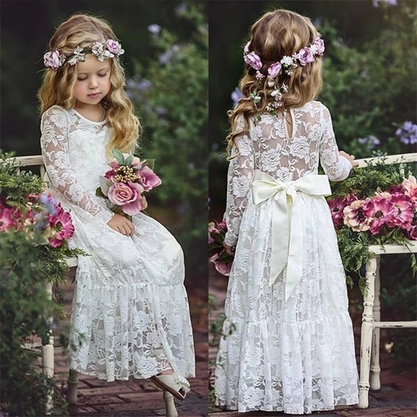 

girl s dresses 2 12 year flower girl white beige long sleeve summer dress communion toddler kids christening wedding bridesmaid clothes 2211, Red;yellow