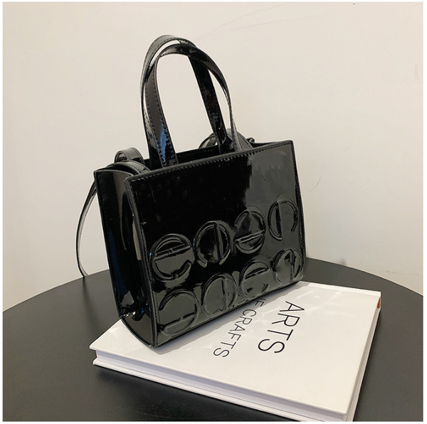 

women's handbag new simple solid color glace leather portable small square bag casual crossbody shoulder bags