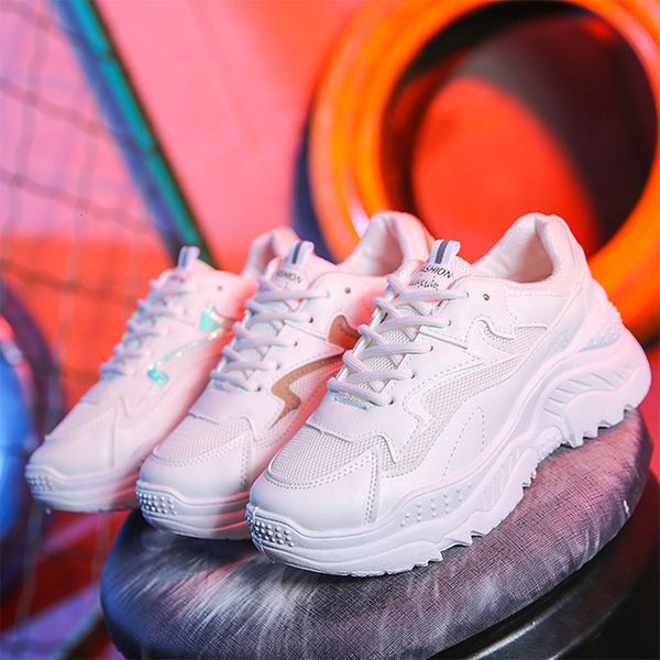 

dress shoes women autumn white sneakers fashion brand retro platform ladies footwear breathable mesh 221118, Black