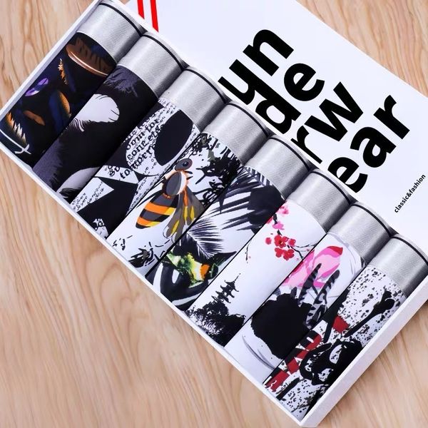 

underpants 5 7 8pcs men s underwear ice silk boxer summer breathable ultra thin smooth personalized shorts 221119, Black;white