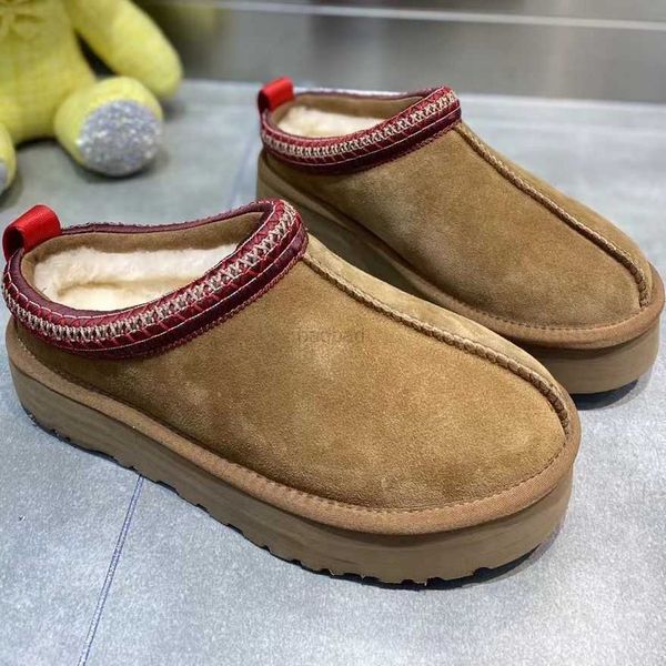 

designer slippers 2023 tazz luxury snow boot fashion brand fur integrated slipper thick soled platform tasman women slides, Black