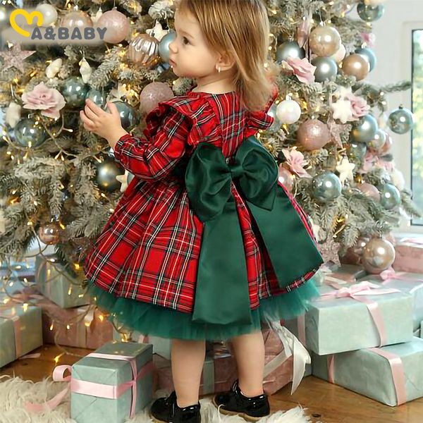 

girl s dresses ma baby 6m 6y christmas dress for girls toddler kid child red plaid bow girl xmas party princess costumes 221118, Red;yellow