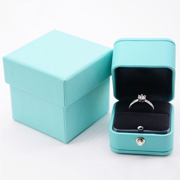 

jewelry boxes luxury romantic blue leather jewelry gift box ring box necklace box ring packaging storage ring organizer for weddin5996210, Black;white