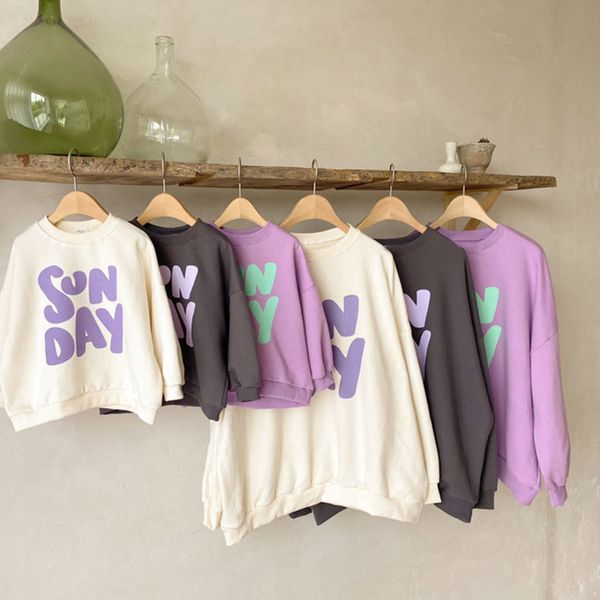 

family matching outfits milancel spring mother kids hoodie letter print look korean casual 221118, Blue
