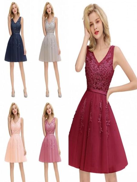 

designer burgundy tulle homecoming dresses 2020 a line v neck appliques ruffles corset back short cocktail prom gowns cps13381315841, Blue;pink