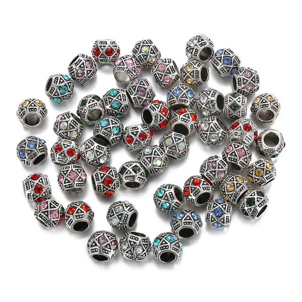 

diy loose beads hollow metals balls with artificial colors diamonds multiple types bracelets charm ball wholesale, Black