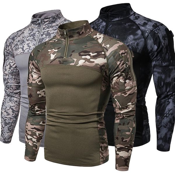 

men's t-shirts mens camouflage tactical military clothing combat shirt assault long sleeve tight t shirt army costume 221118, White;black