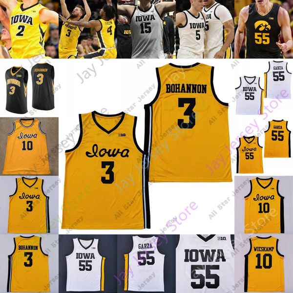 

basketball jerseys 2022 iowa hawkeyes basketball jersey ncaa college 55 luka garza 10 joe wieskamp 5 cj fredrick 3 bohannon 30 connor mccaff, Black;red