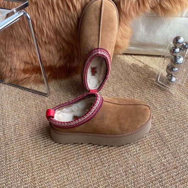 

luxury slippers designer sipper tazz tasman winter bottomed women shoes sheepskin fur integrated thickened warm elevated flat snow boot, Black