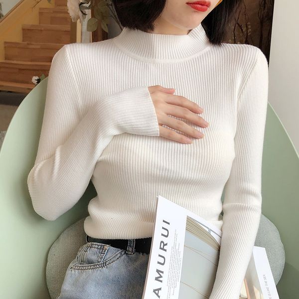 

women's sweaters basic turtleneck sweater women autumn winter warm jumper long sleeve slim soft pulls solid clothes female knitted pul, White;black