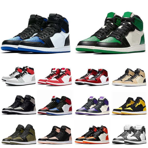 

green selling og royal 1 toe pine mens womens basketball shoes 1s light smoke grey chicago lightning mens trainers fashion sports sneakers