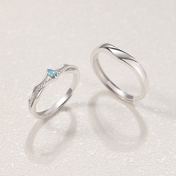 

solitaire ring 925 sterling silver princess and knight love resizable lovers' couple boyfrid girlfriend gift 221118, Golden;silver