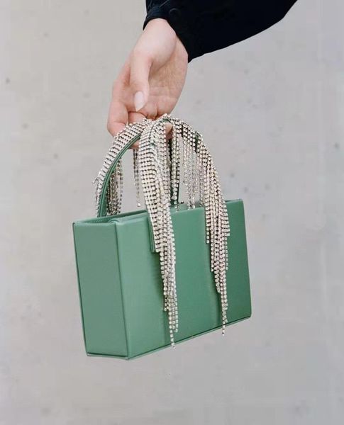 

evening bags luxury tassel handbag women summer diamonds square shoulder clutch black purse 221119