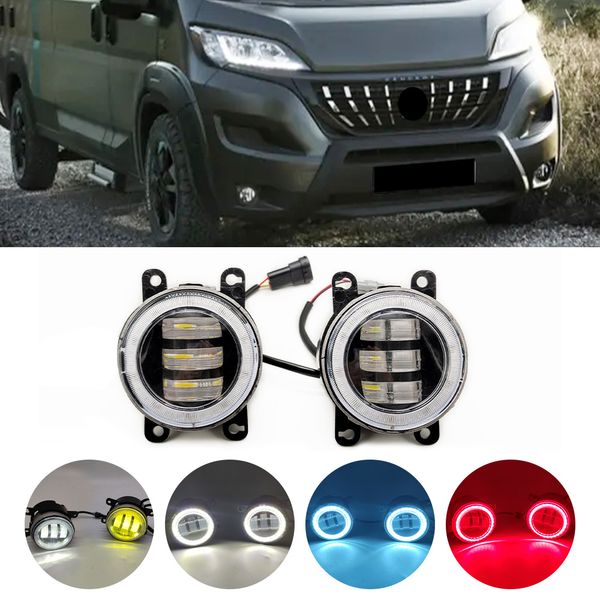 

car led angel eye fog light assembly for peugeot boxer 290 295 2015-2019 drl fog lamp daytime running light h11 12v