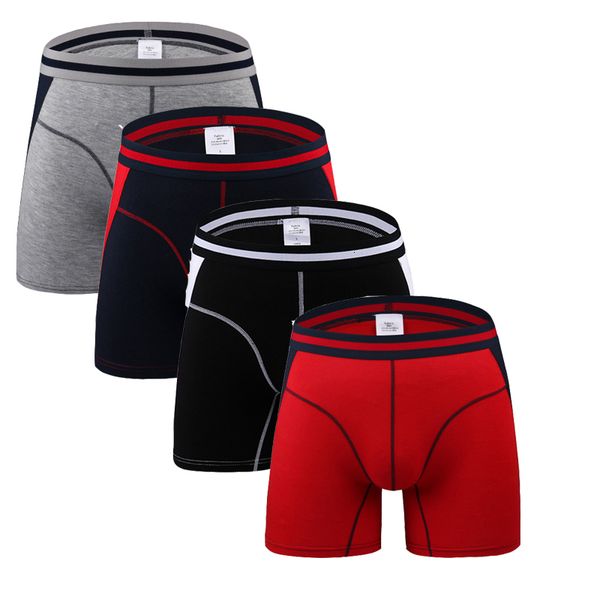 

underpants 4pcs lot comfortable long leg short mens boxers shorts male u convex man underwear cueca masculina  3xl 221119, Black;white