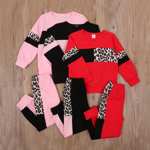 

clothing sets patchwork leopard two piece baby girl clothes kids sportswear suit long sleeve round neck elastic head pants for autumn 221118, White