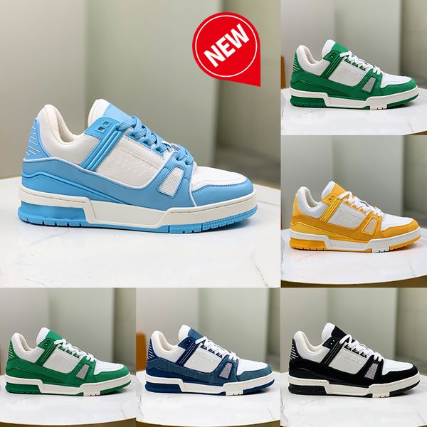 

mens casual shoes embossed trainer sneaker triple white black yellow green denim sky blue pink grey designer sneakers fashion outdoor men wo