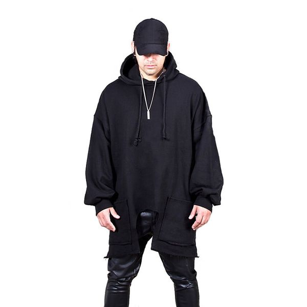 

men's hoodies sweatshirts dark black long irregular loose coat dark black men's gothic sweater fashion coat men's clothing ha