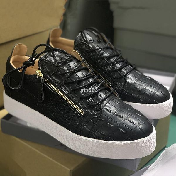 

men kriss mid-sneaker fashion gold side zip casual shoes women black white snake skin calfskin lace-up trainer giuseppes zanotties onk