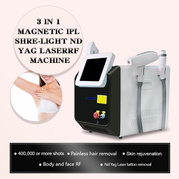 

elight skin rejuvenation3 in 1 portable four handles hr opt ipl nd-yag laser removal tattoo and hair rf skin rejuvenation machine