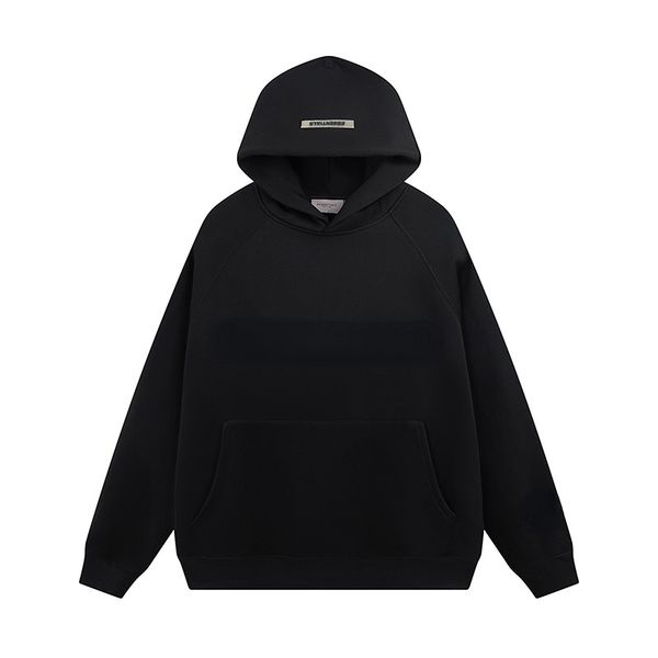 

hoodies sweatshirts essentials rubber letter print loose ovesized hip hop cotton zip hood, Black