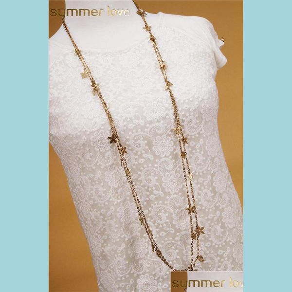 

other new style double layered necklaces crystal flower leaf statement long necklace for women wholesale fashion accessories jewelry dhghl, Silver