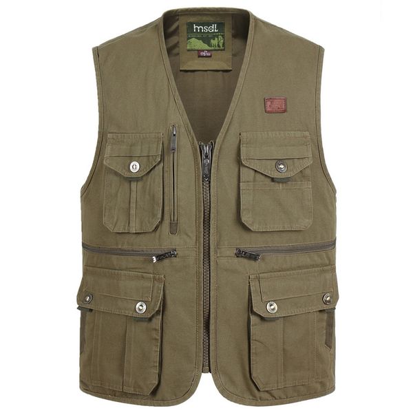 

men's vests spring autumn men cotton brand vest multi pocket casual outdoor fishing sleeveless jacket with many pockets men zipper wais, Black;white